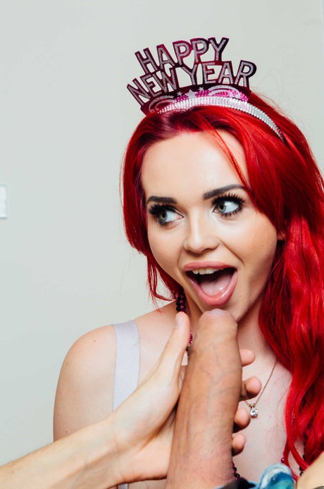 Sultry British redhead Jasmine James takes a swollen cock in her tight pussy